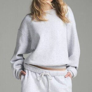 Skims Cotton Fleece Classic Crewneck Heather Grey Size Small